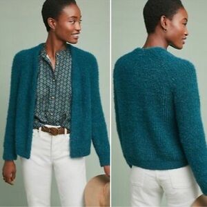 Anthropologie Sleeping On Snow Northbound Eyelash Teal Cardigan Sweater XXS